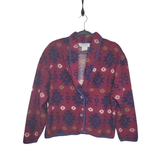 Vintage DWSF Fleece Aztec Button Up Jacket - Picture 3 of 6